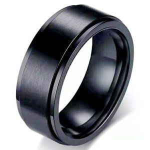 Stainless Steel Rotating Black Ring, NWT
